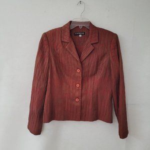 Forwear New York Blazer‎ Womens 12 Brown/Red Textured Silk Button Front Jacket